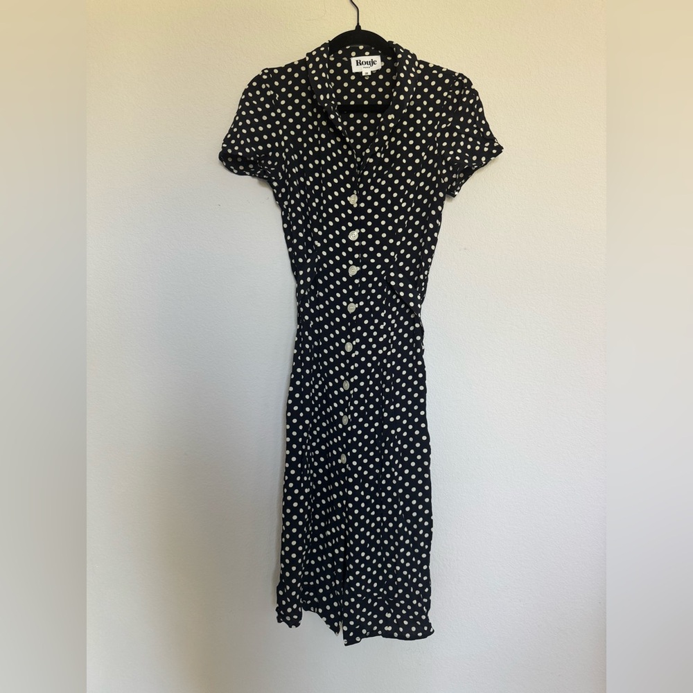 Rouje Marin polka dot dress 38 black white - Picture 6 of 10